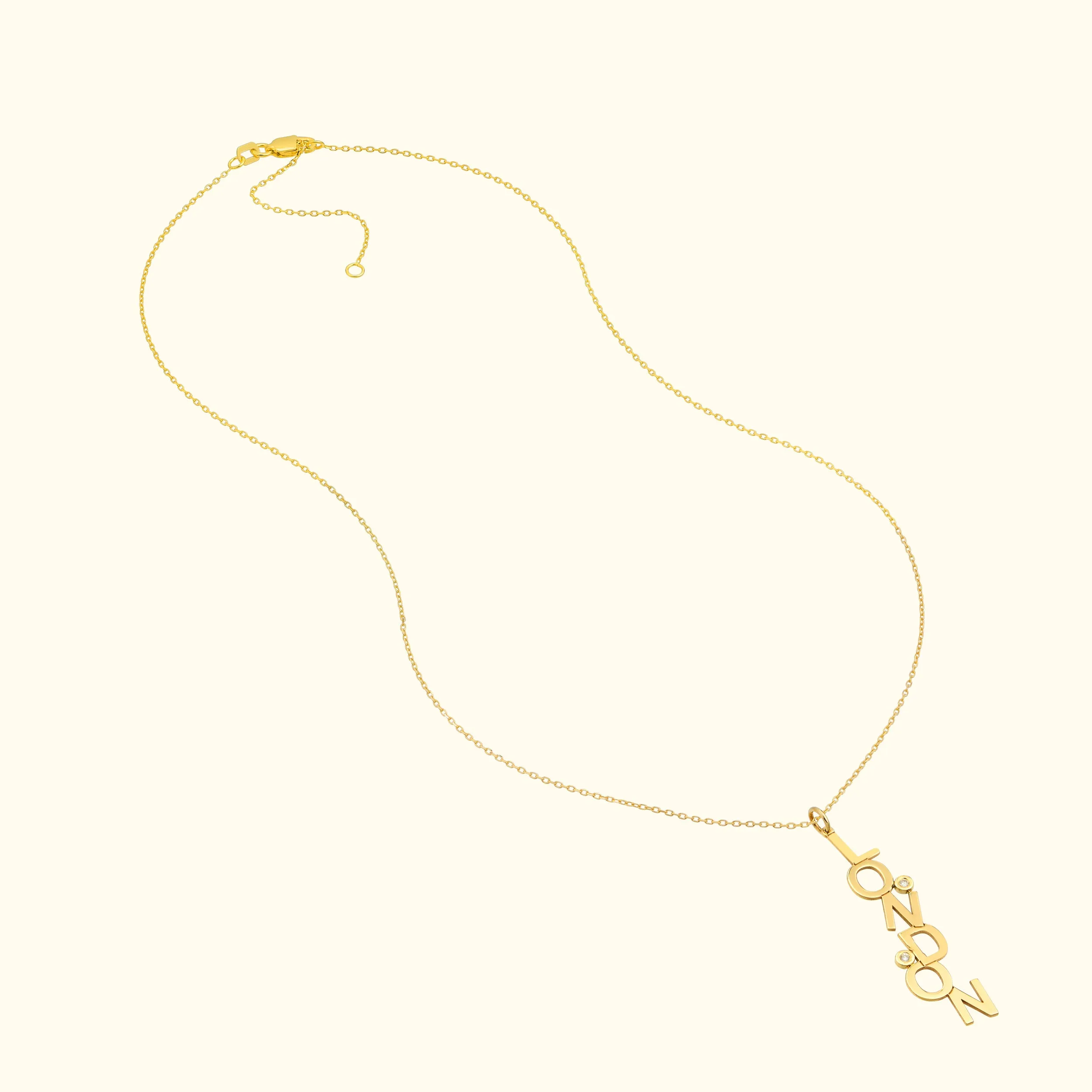 Dancing Block Letters Diamond Bezel Necklace