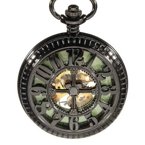 DEFFRUN Vintage Skeleton Mechanical Luminous Pocket Watch