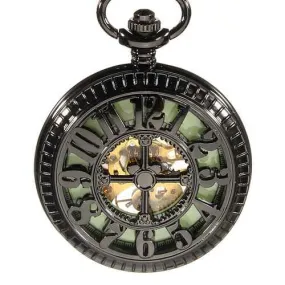 DEFFRUN Vintage Skeleton Mechanical Luminous Pocket Watch