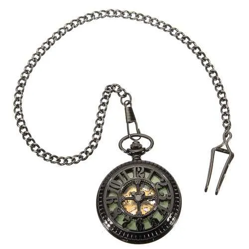 DEFFRUN Vintage Skeleton Mechanical Luminous Pocket Watch
