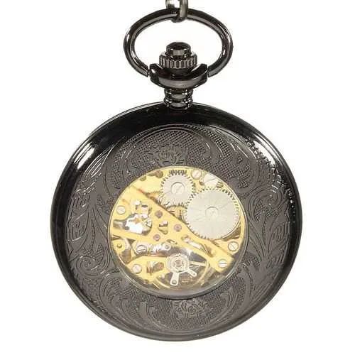 DEFFRUN Vintage Skeleton Mechanical Luminous Pocket Watch