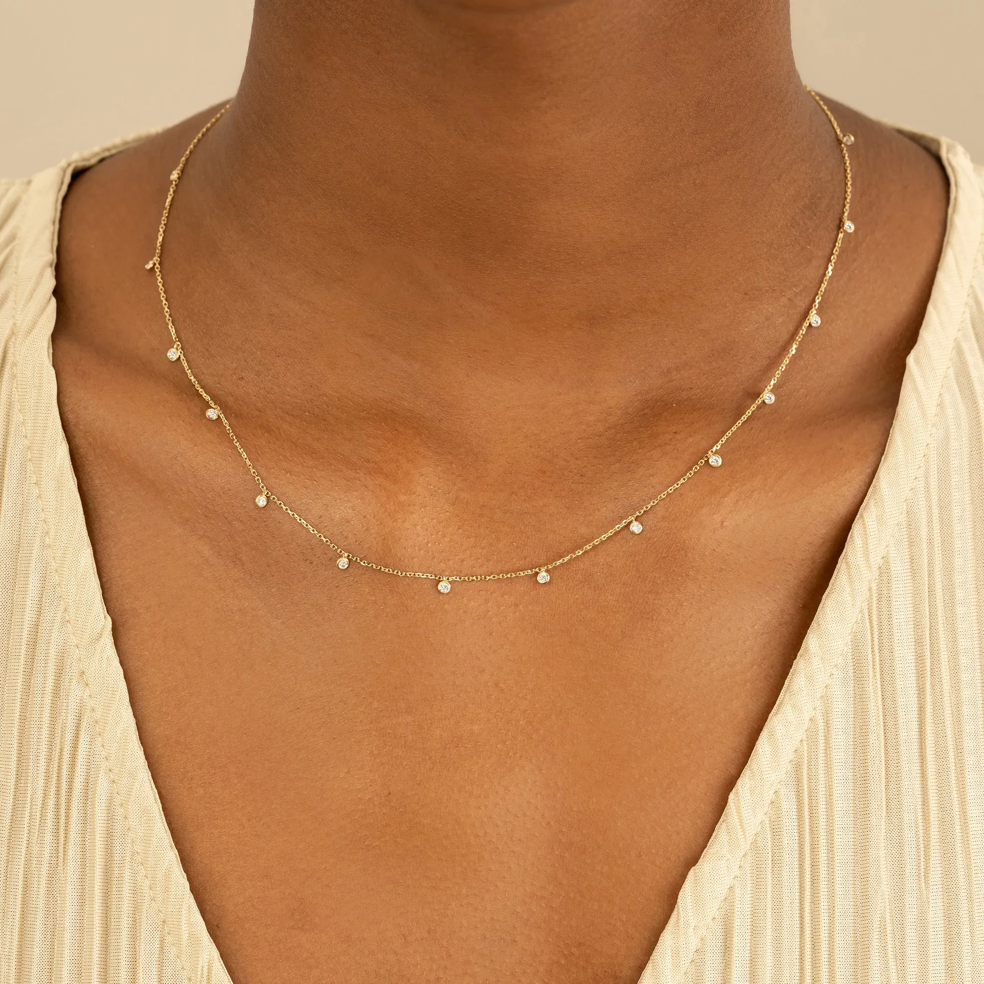 Diamond Bezel Station Necklace, Isabella