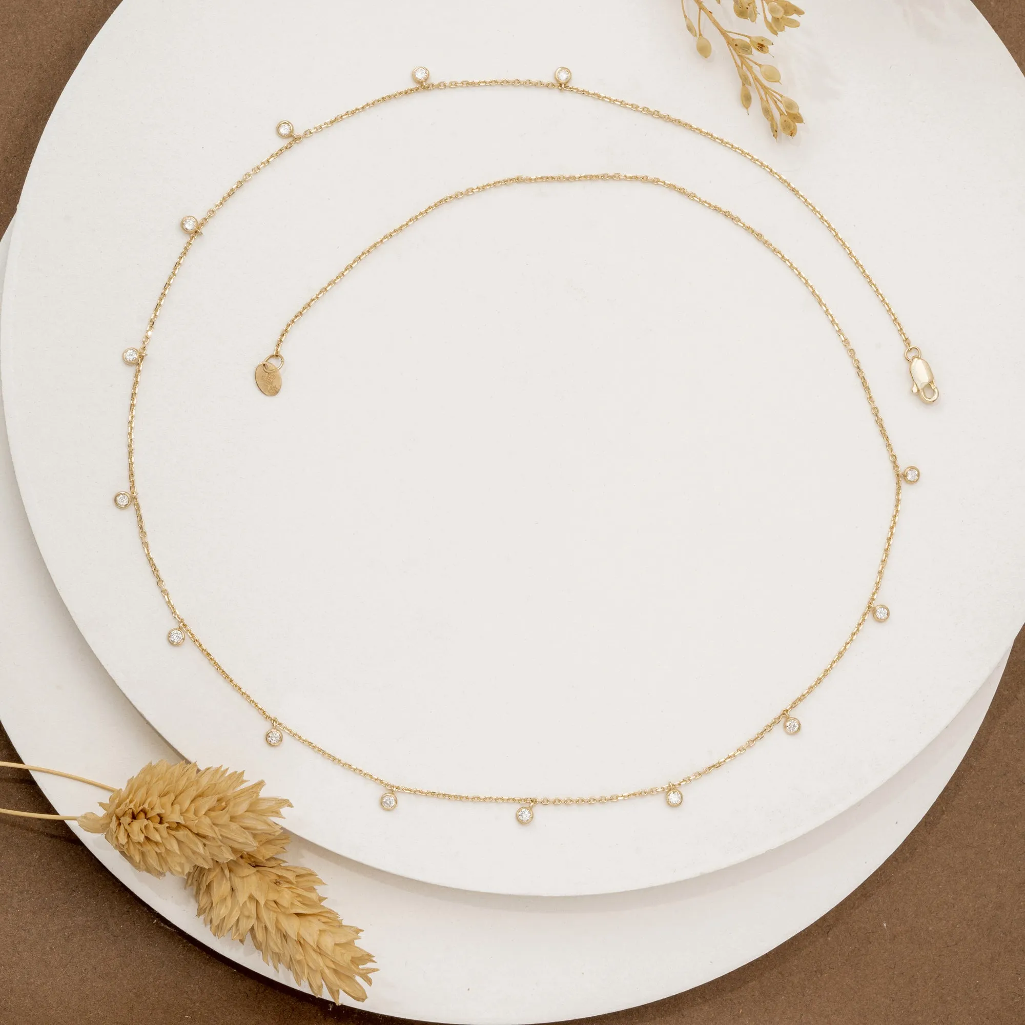 Diamond Bezel Station Necklace, Isabella