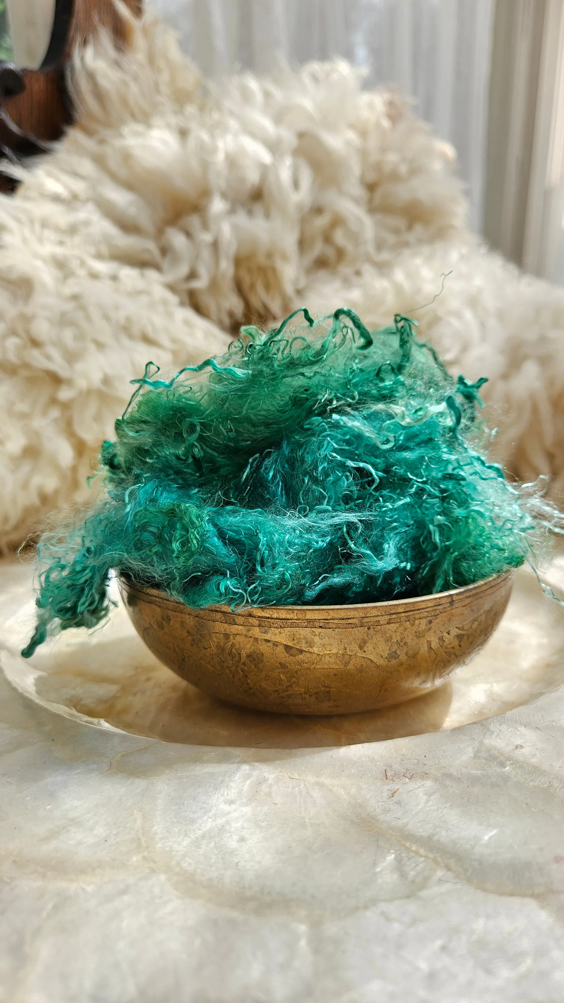 EMERALD Eucalyptus Crimp Hand Dyed Effects Fiber - 2 ounces