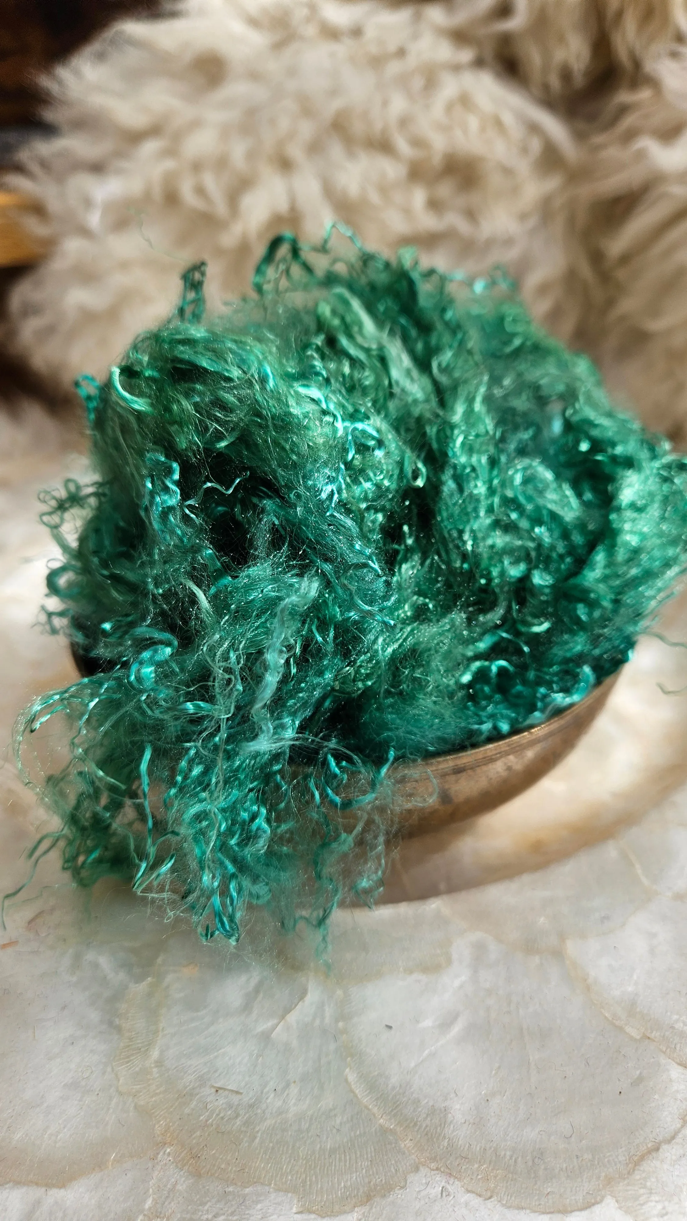 EMERALD Eucalyptus Crimp Hand Dyed Effects Fiber - 2 ounces