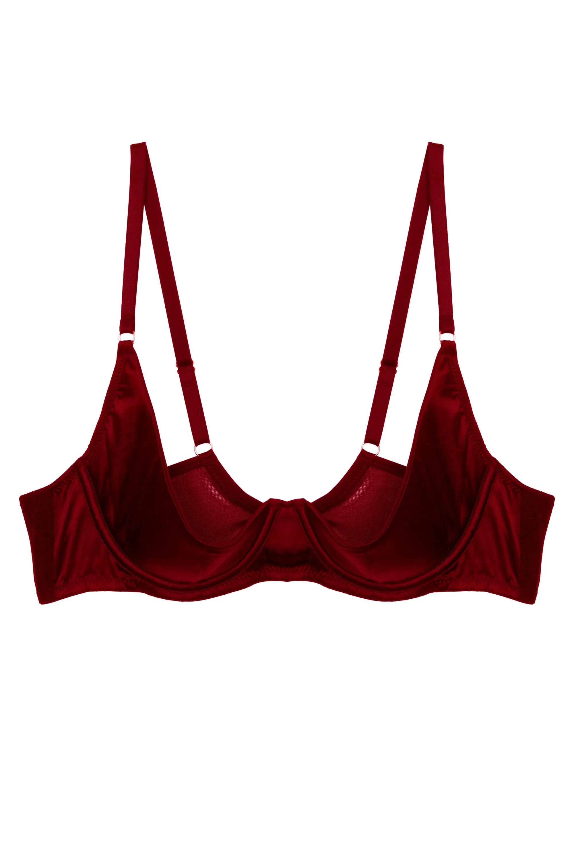 Etta Red Satin Quarter Cup Bra Set
