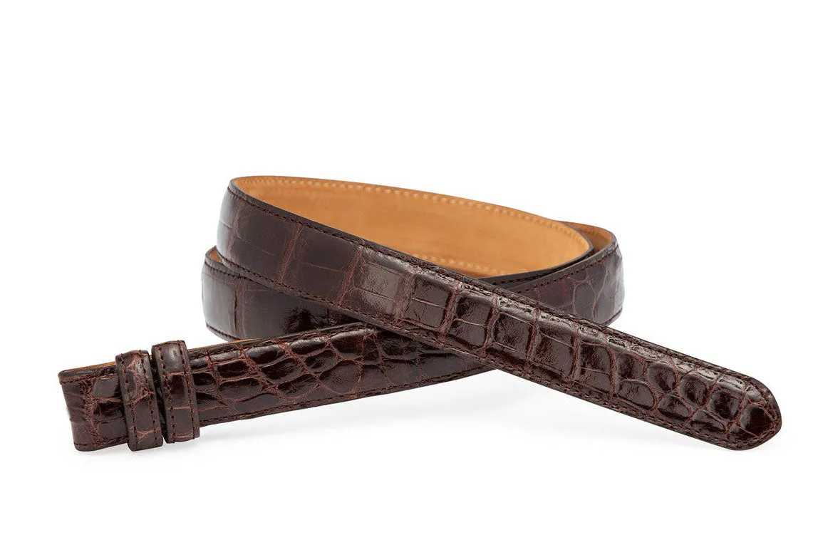 Extra-Long 1" Glazed Alligator Slide Belt Strap