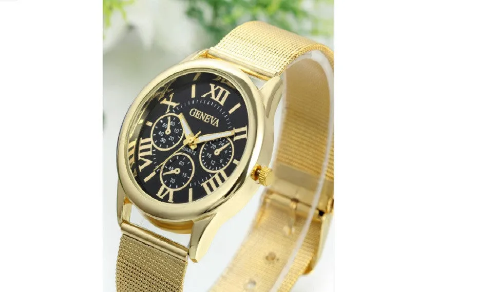 Fashion Ultra Thin Stainless Steel Mesh Band Quartz Wristwatch