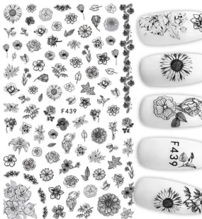 Floral Monochrome F439 -  Thin Decals