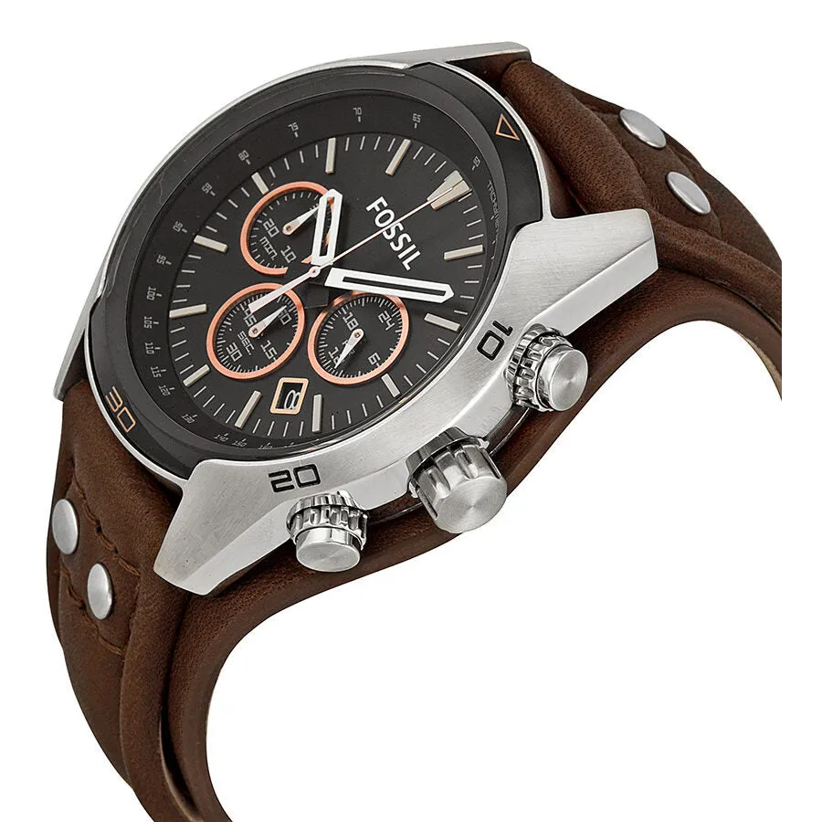 Fossil Coachman Chronograph Black Dial Brown Leather Men's Watch CH2891