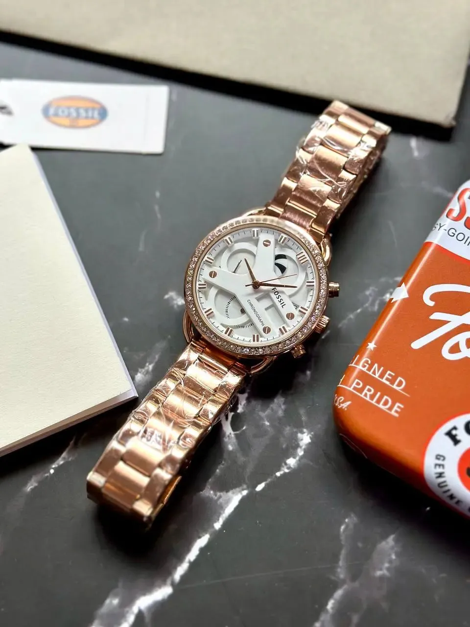 Fossil Women's Watch Premium Rose Gold | Unique Shaped Case, 12-Hour Dial, 7A Quality