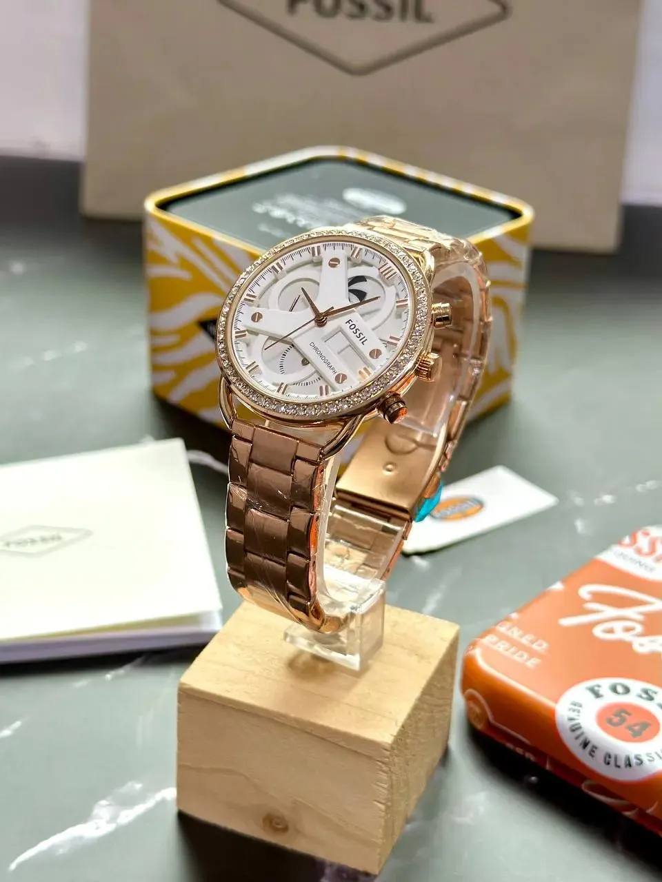 Fossil Women's Watch Premium Rose Gold | Unique Shaped Case, 12-Hour Dial, 7A Quality