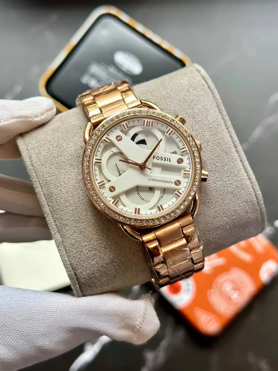 Fossil Women's Watch Premium Rose Gold | Unique Shaped Case, 12-Hour Dial, 7A Quality