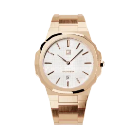 Grandeur Ultra Thin Stain Steel White/ Gold 40 MM Quartz Men