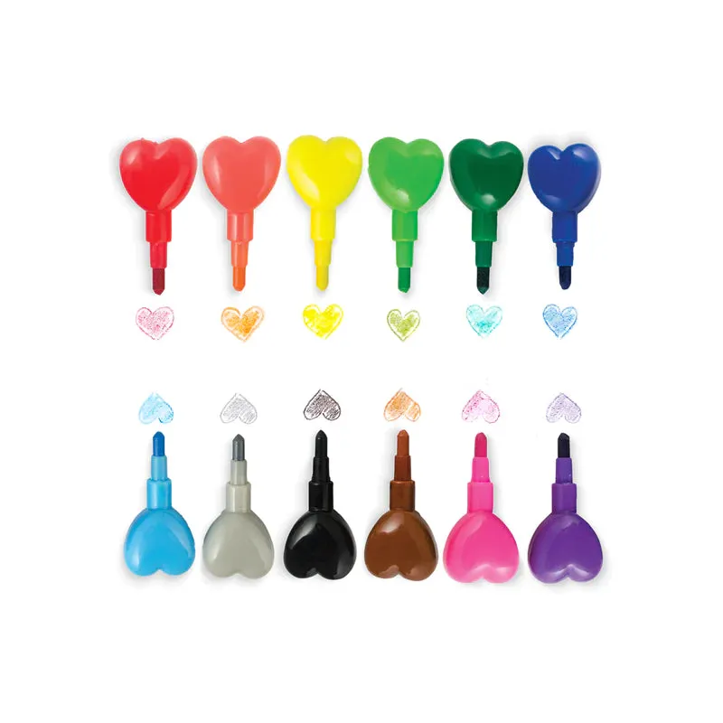 Heart to heart stacking crayons