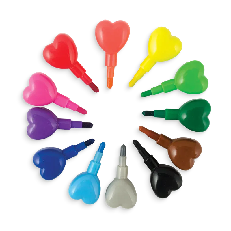 Heart to heart stacking crayons