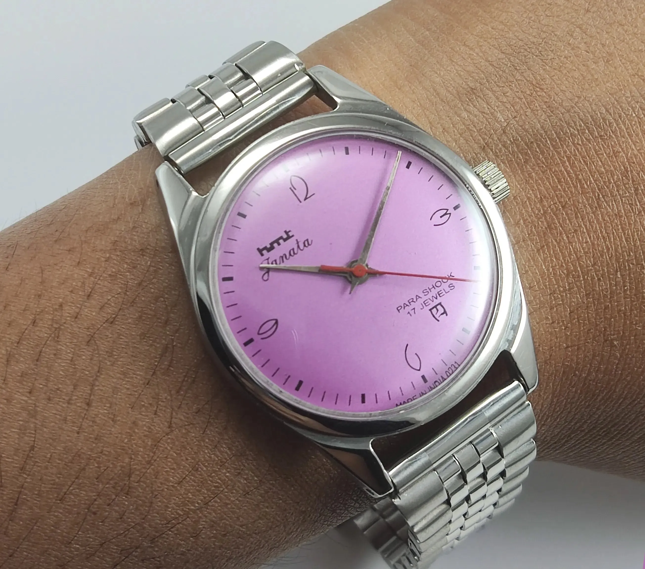HMT Janata 17 Jewels Purple Dial Mechanical Hand winding Men's Wrist Watch