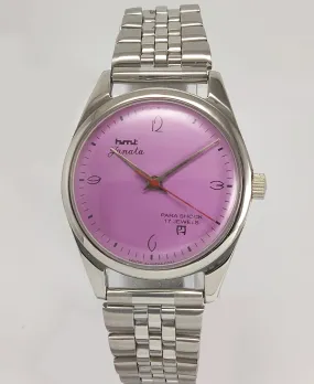 HMT Janata 17 Jewels Purple Dial Mechanical Hand winding Men's Wrist Watch