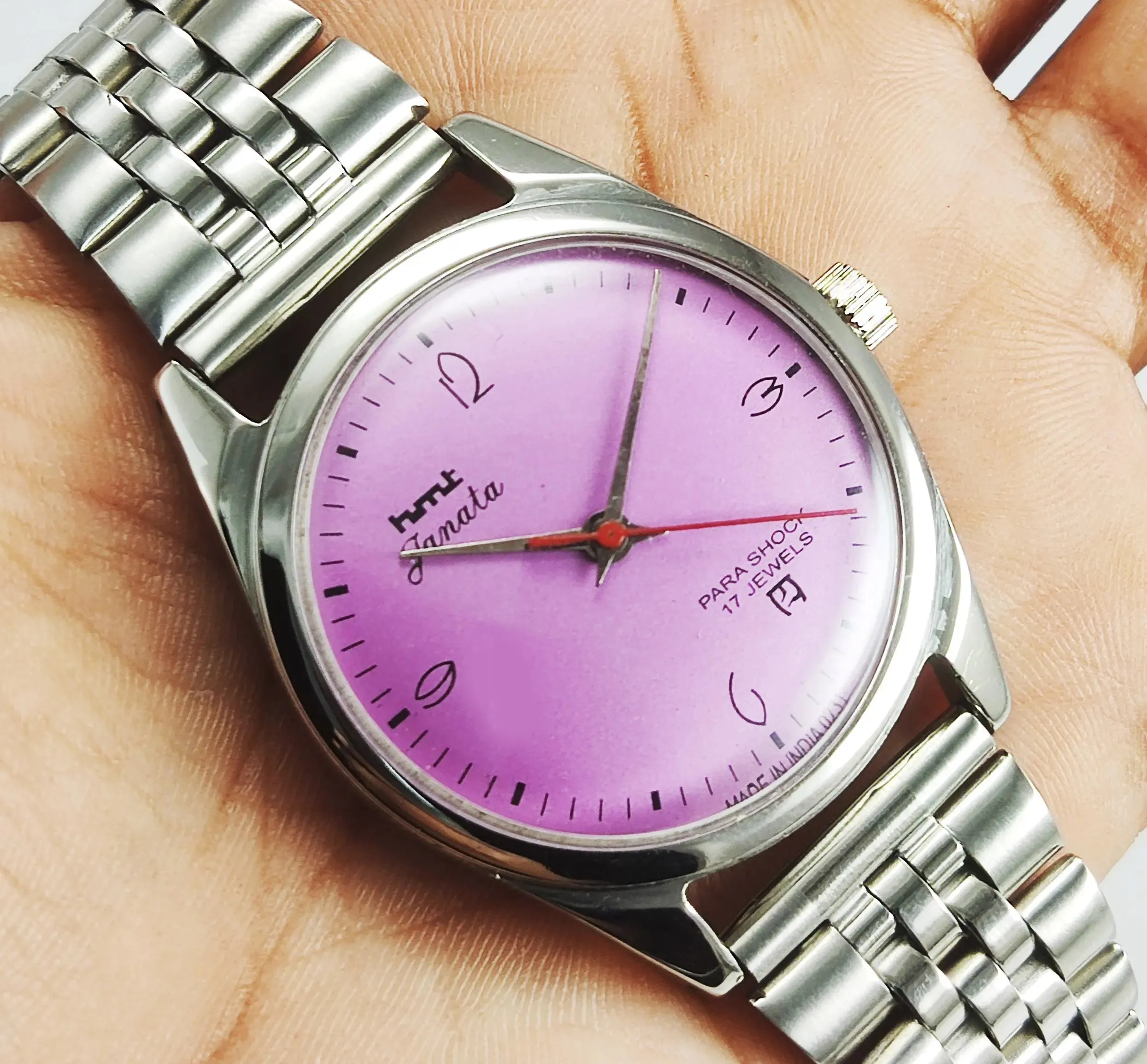 HMT Janata 17 Jewels Purple Dial Mechanical Hand winding Men's Wrist Watch