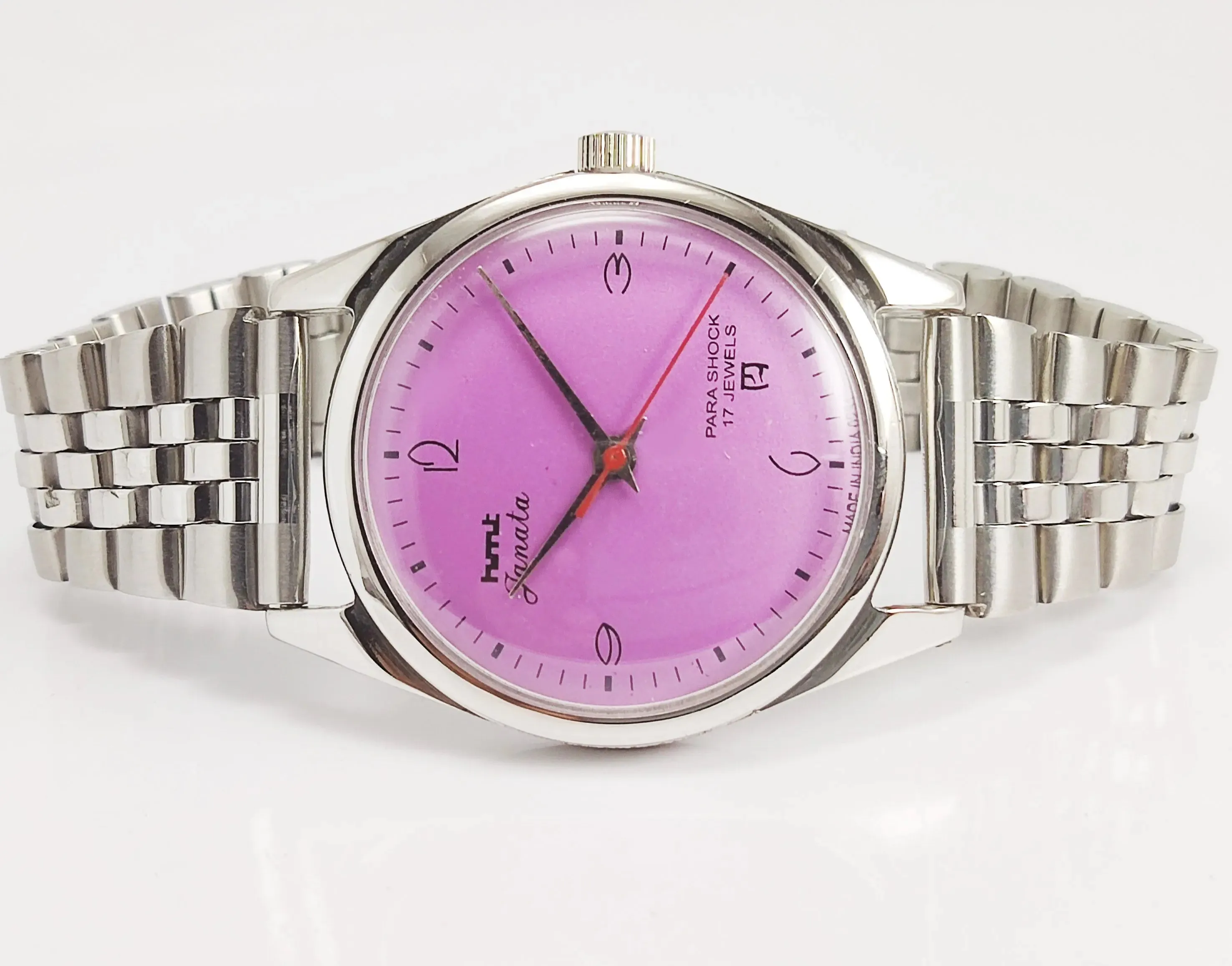 HMT Janata 17 Jewels Purple Dial Mechanical Hand winding Men's Wrist Watch