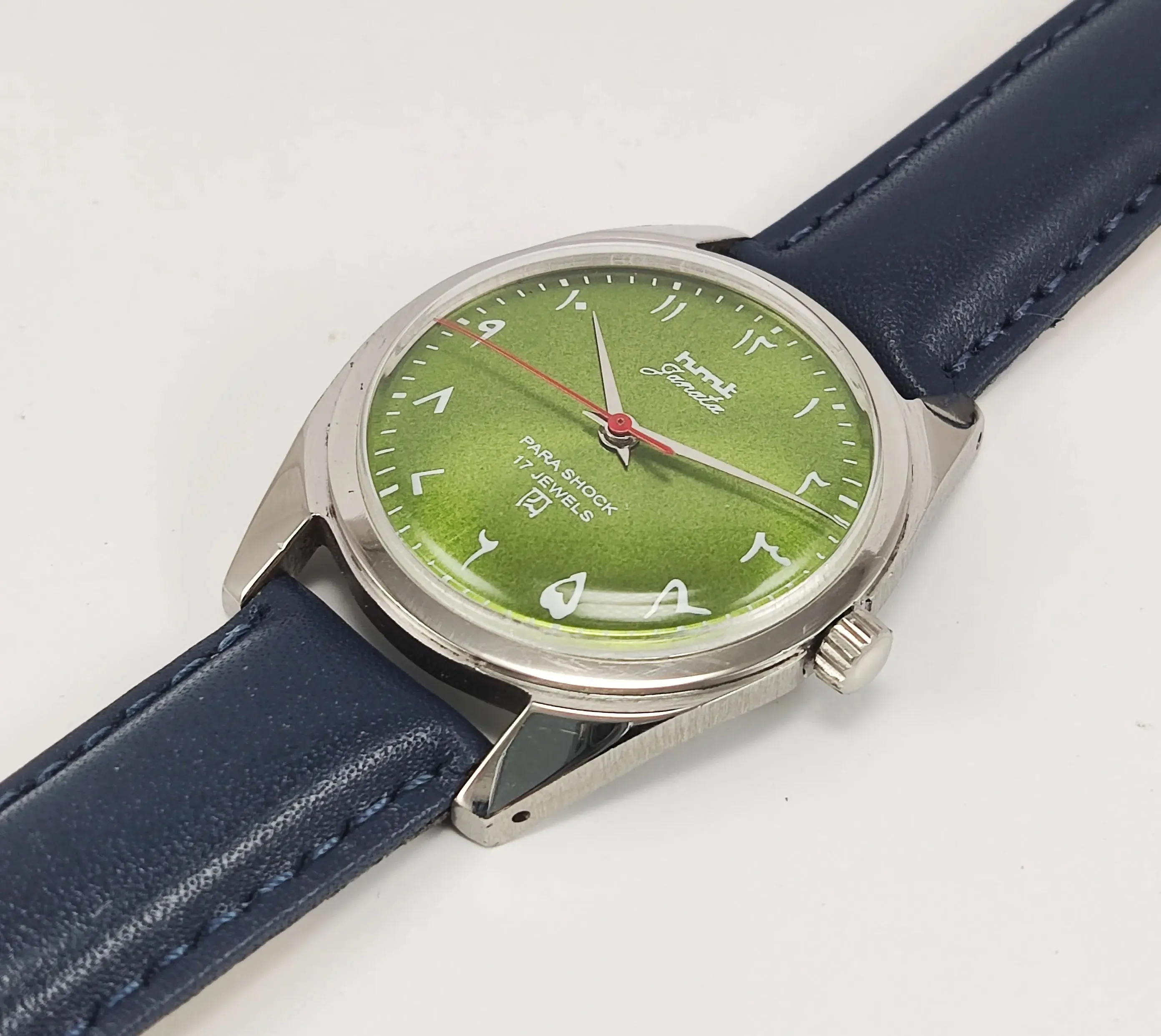 HMT Janata Para Shock 17 Jewels Apple Green Urdu / Arabic Dial Mechanical Hand winding Men's Wrist Watch