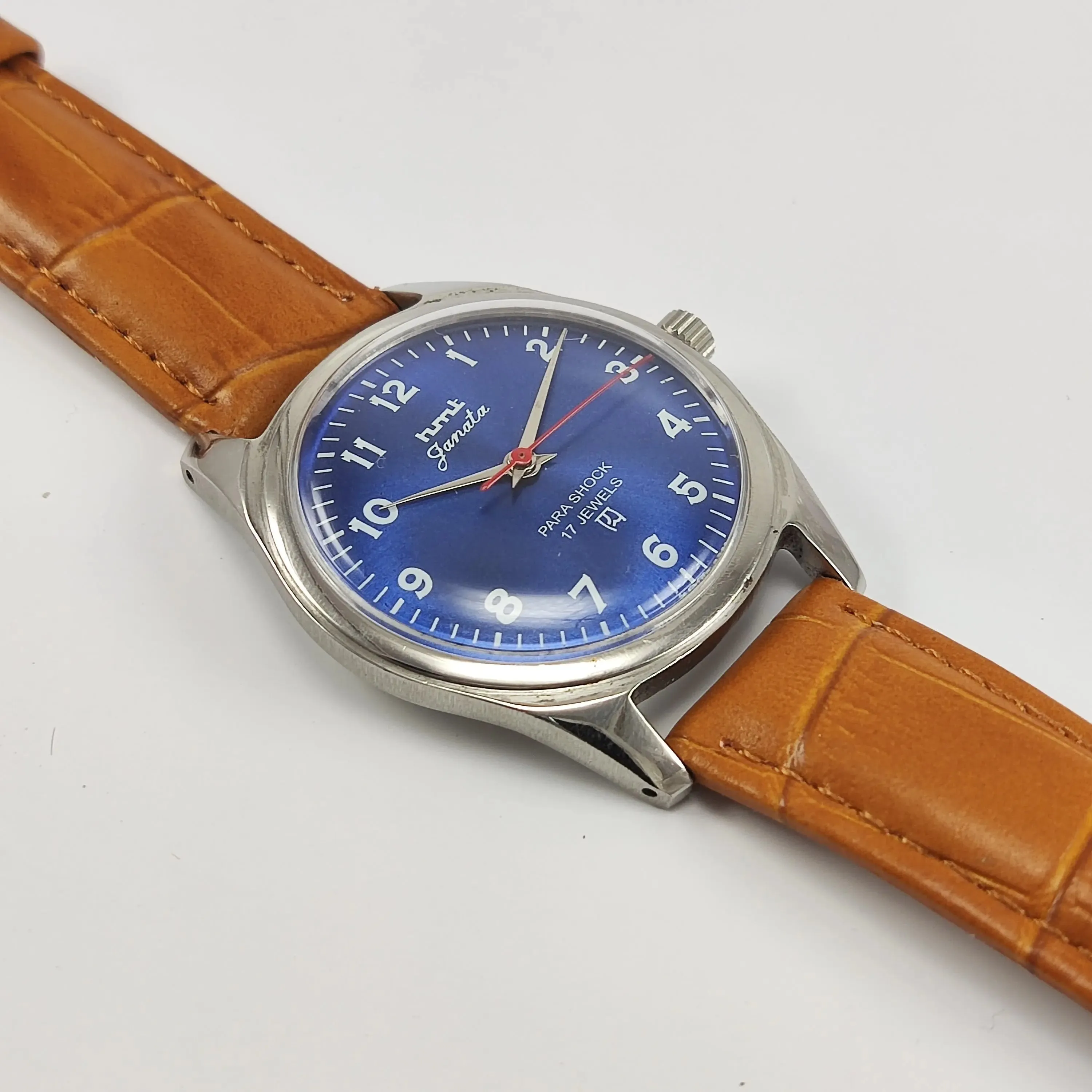 HMT Janata Para Shock 17 Jewels Navy Blue Dial Mechanical Hand winding Men's Wrist Watch