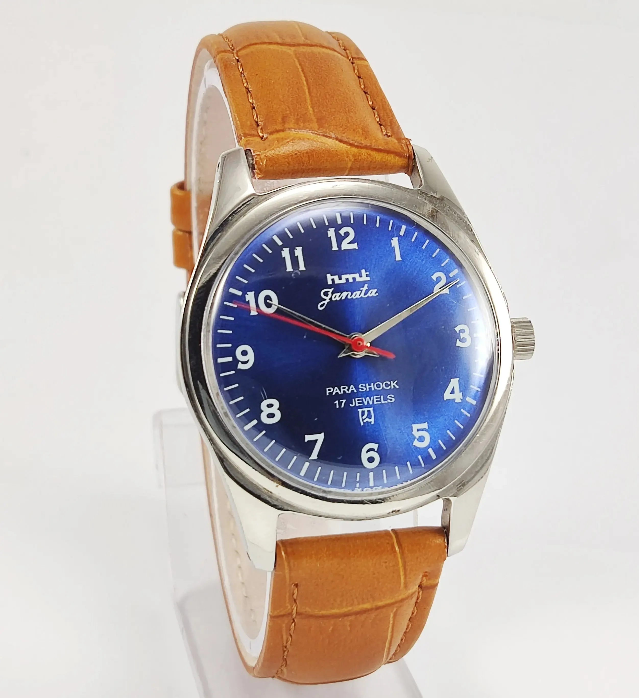 HMT Janata Para Shock 17 Jewels Navy Blue Dial Mechanical Hand winding Men's Wrist Watch