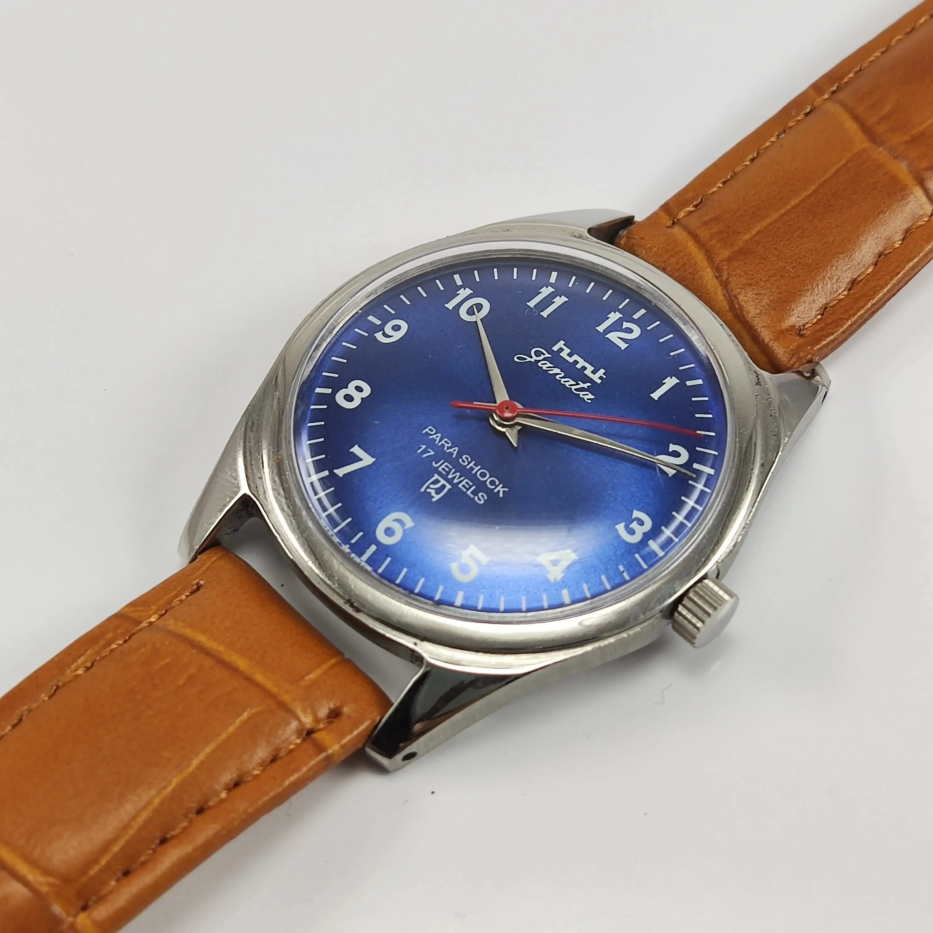 HMT Janata Para Shock 17 Jewels Navy Blue Dial Mechanical Hand winding Men's Wrist Watch