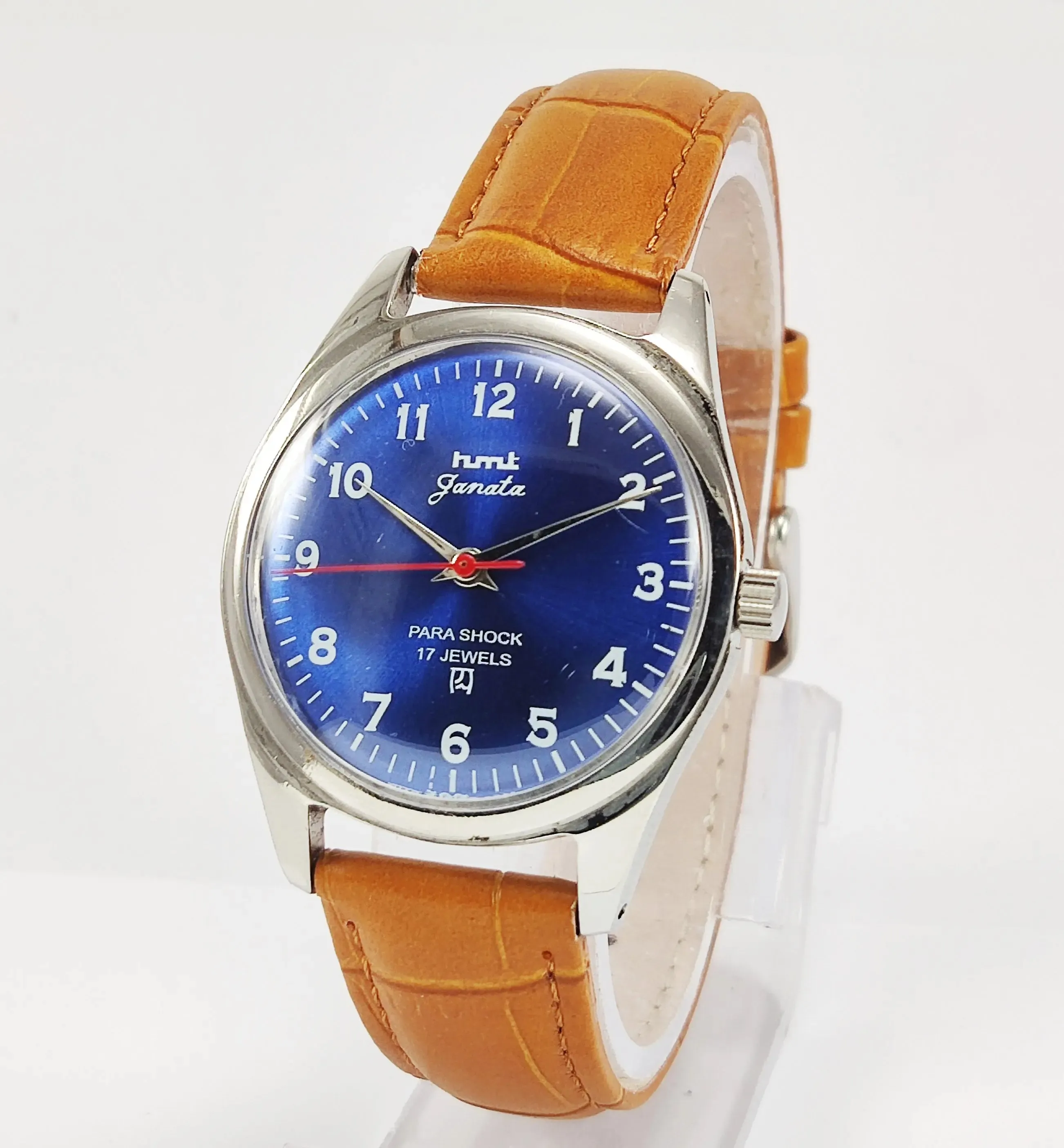 HMT Janata Para Shock 17 Jewels Navy Blue Dial Mechanical Hand winding Men's Wrist Watch
