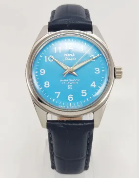 HMT Janata Para Shock 17 Jewels Radium Hands Blue Dial Mechanical Hand winding Men's Wrist Watch