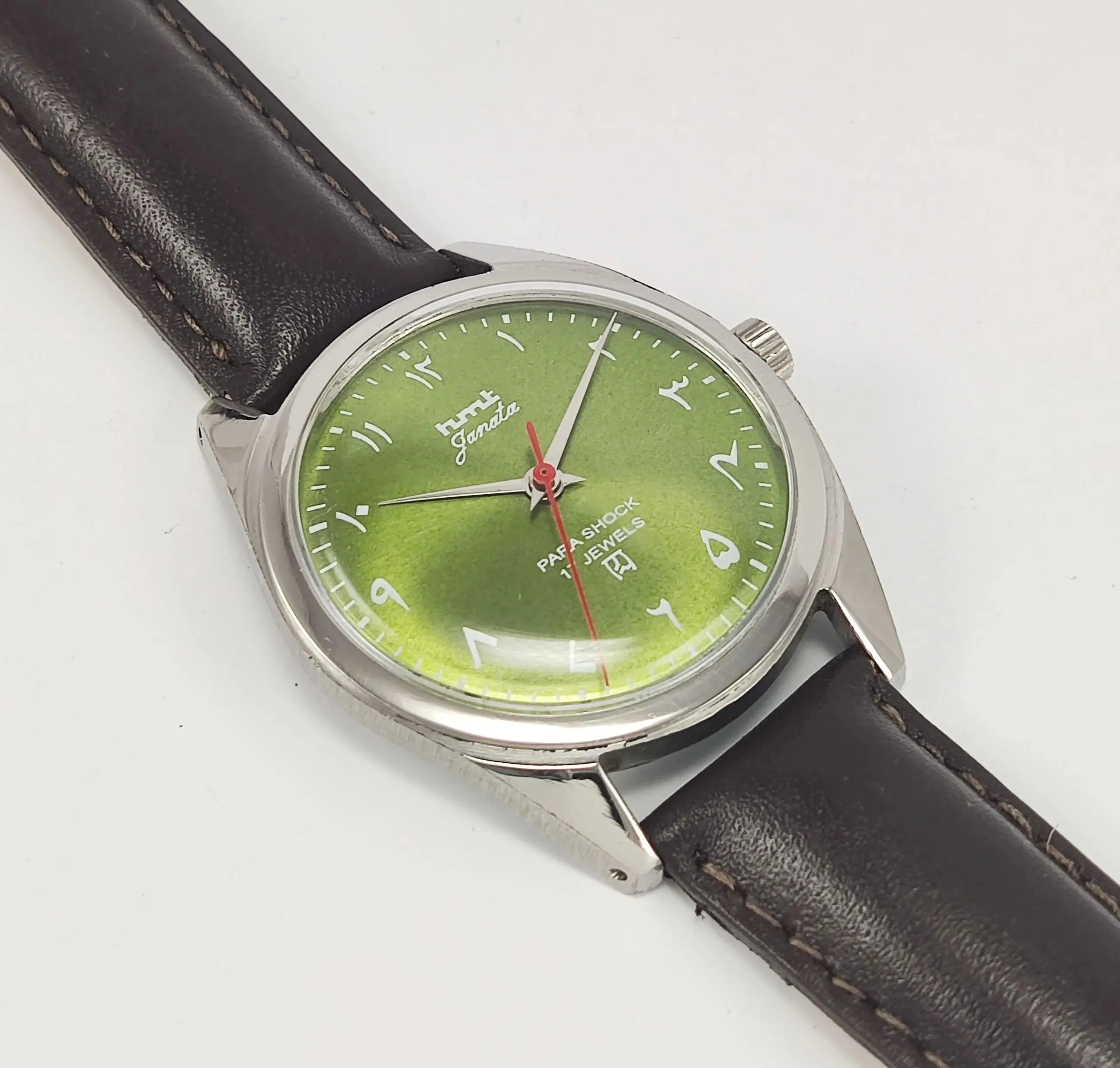 HMT Janata Para Shock 17 Jewels Urdu/Arabic Apple Green Dial Mechanical Hand winding Men's Wrist Watch