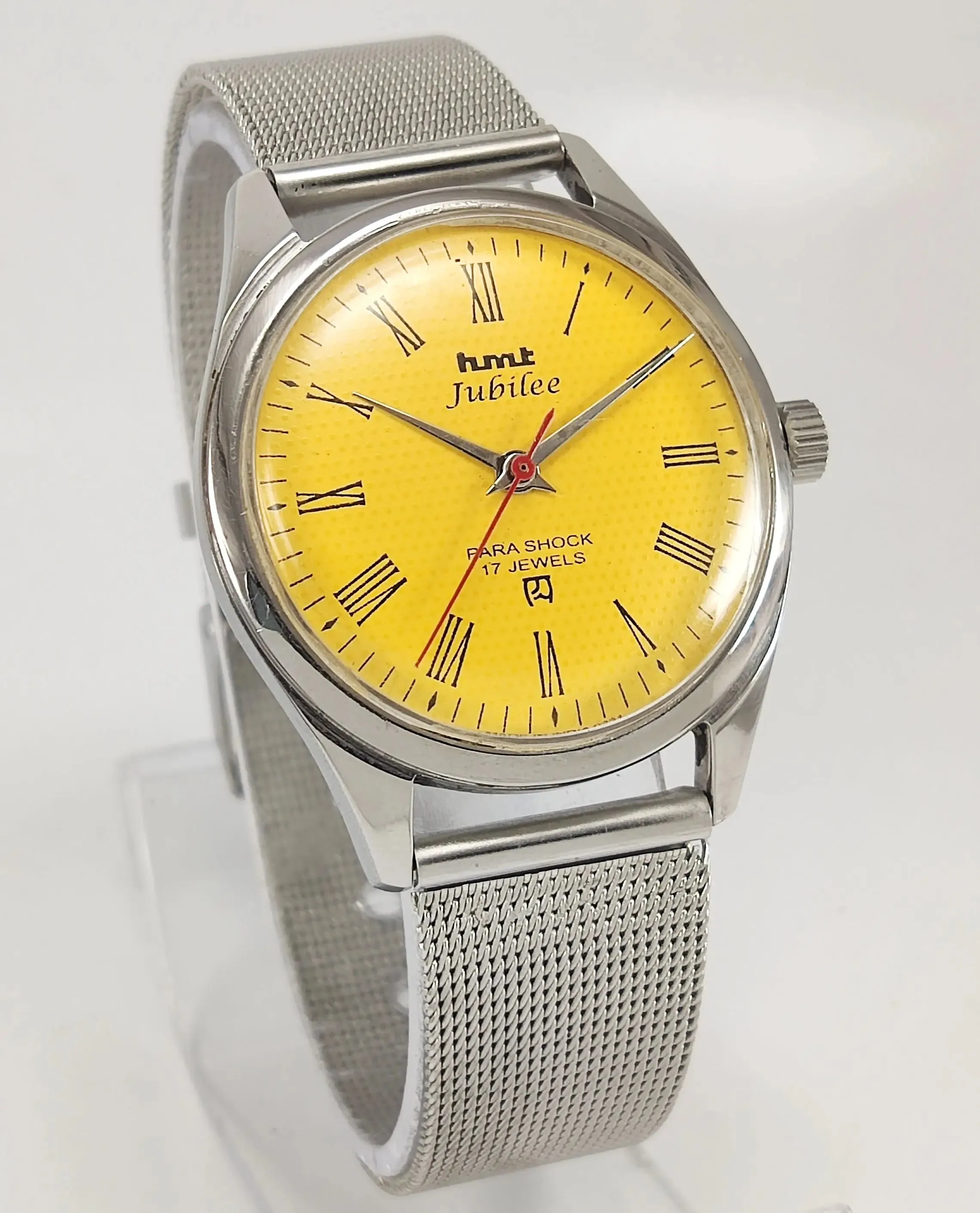 HMT Jubilee 17 Jewels Yellow Dial  Mechanical Hand winding Men's Wrist Watch