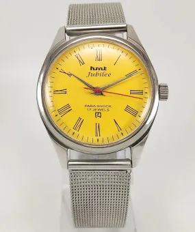 HMT Jubilee 17 Jewels Yellow Dial  Mechanical Hand winding Men's Wrist Watch
