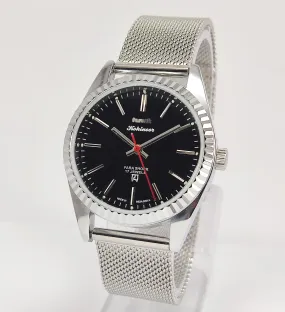 HMT Kohinoor Para Shock 17 Jewels Black Dial Transparent Back Mechanical Hand winding Men's Wrist Watch