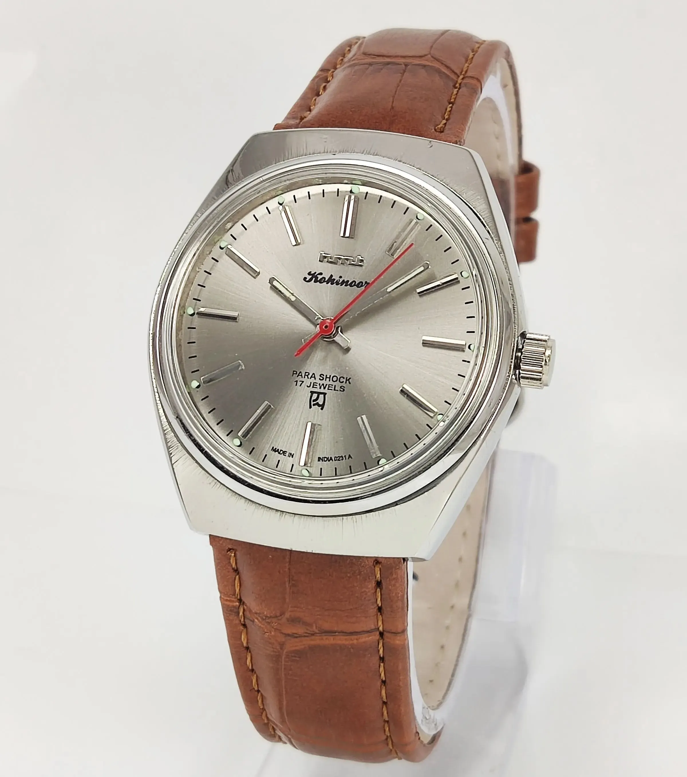 HMT Kohinoor Para Shock 17 Jewels Gray Dial Mechanical Hand winding Men's Wrist Watch