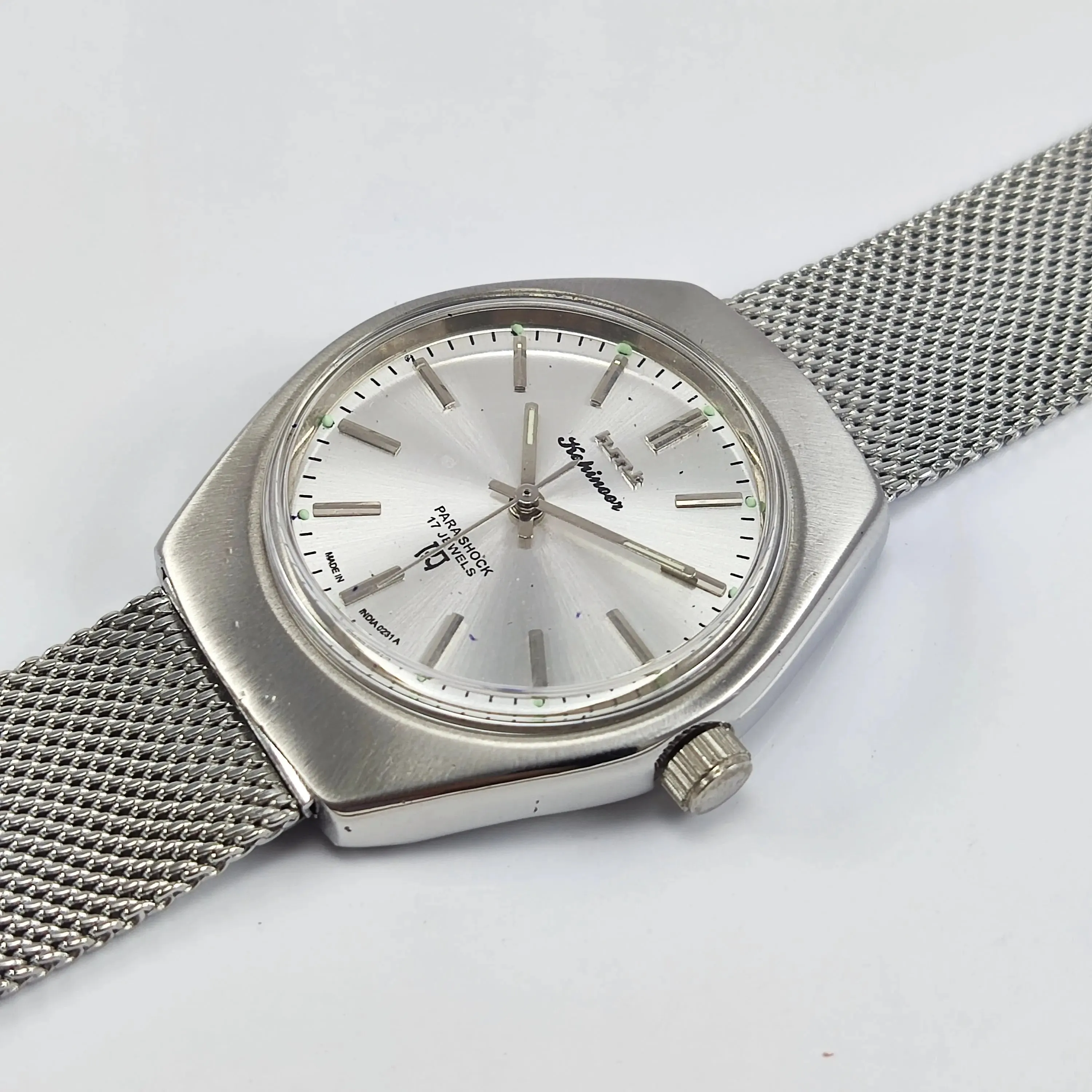 HMT Kohinoor Para Shock 17 Jewels Silver Dial Mechanical Hand winding Men's Wrist Watch