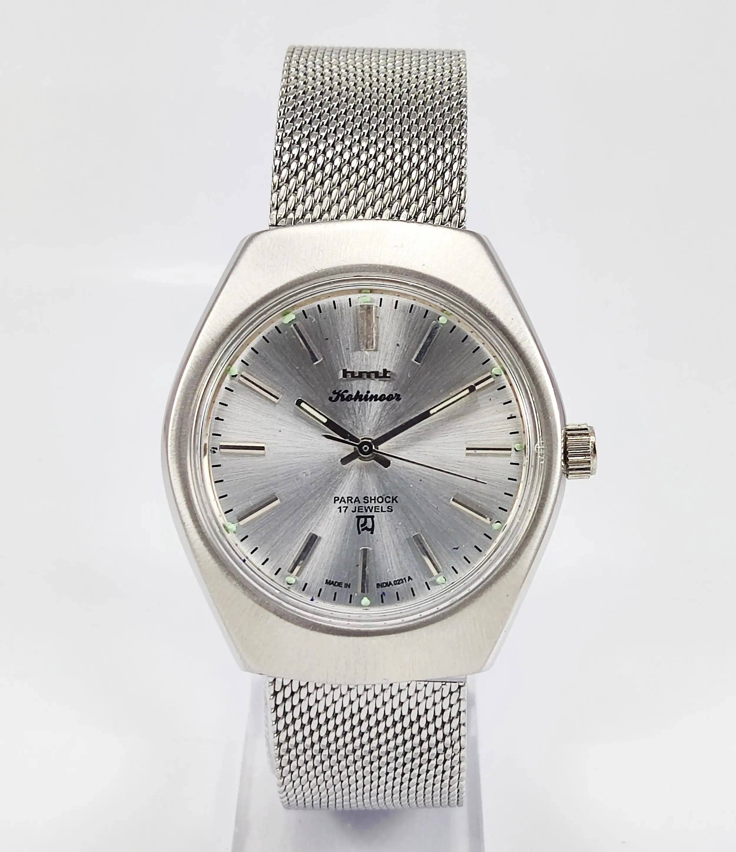 HMT Kohinoor Para Shock 17 Jewels Silver Dial Mechanical Hand winding Men's Wrist Watch