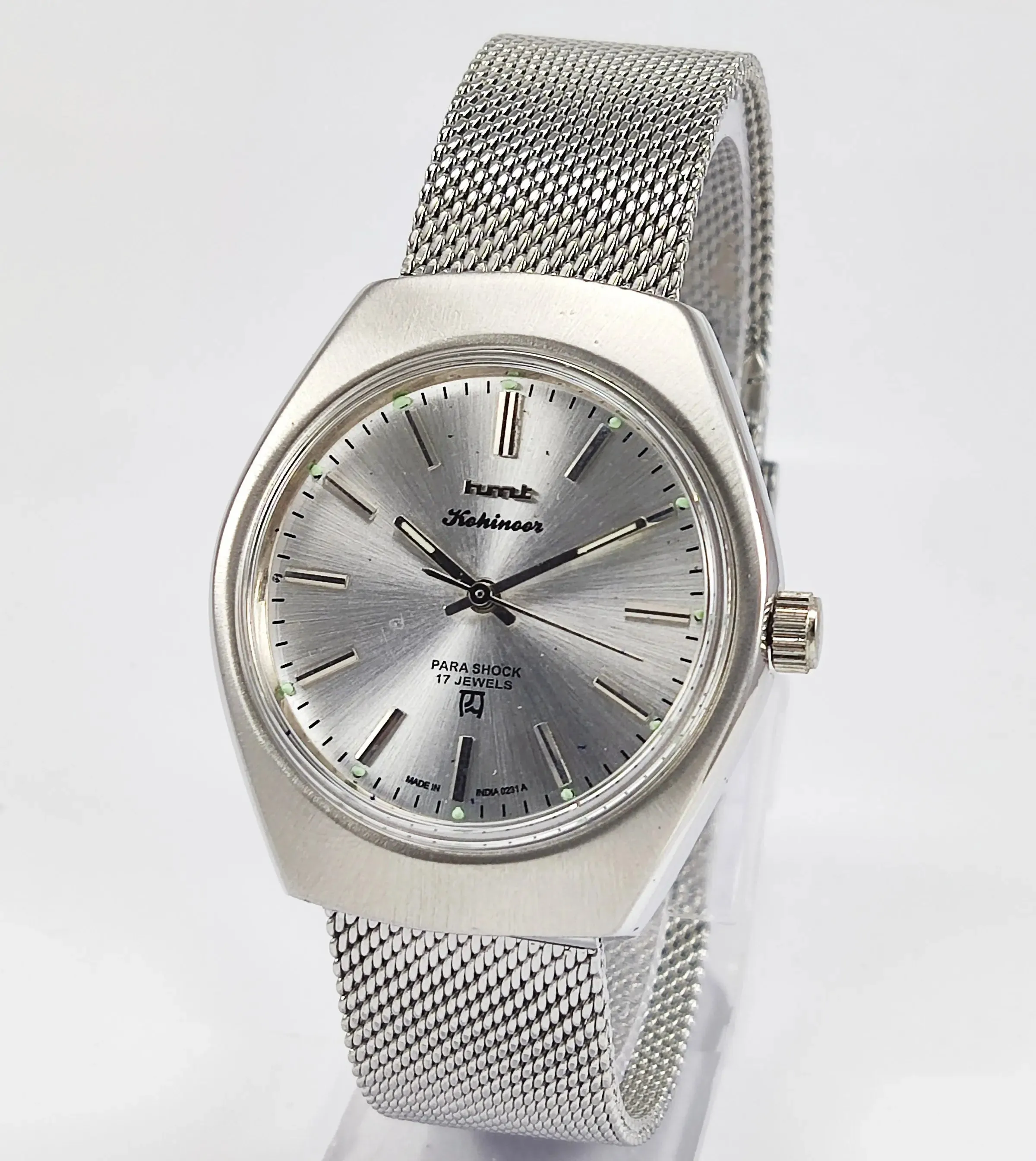 HMT Kohinoor Para Shock 17 Jewels Silver Dial Mechanical Hand winding Men's Wrist Watch