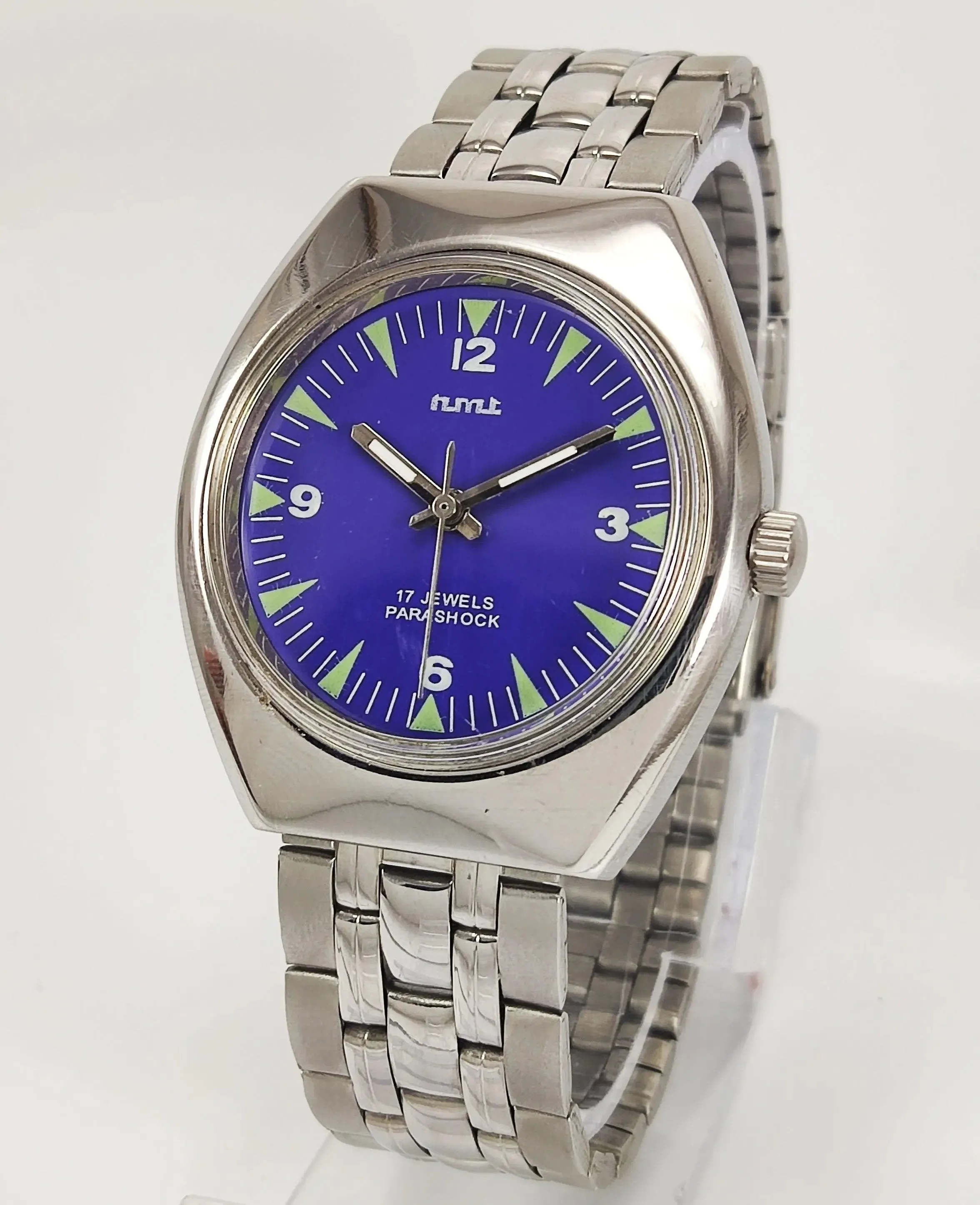 HMT Para Shock 17 Jewels Purple Dial Mechanical Hand winding Men's Wrist Watch