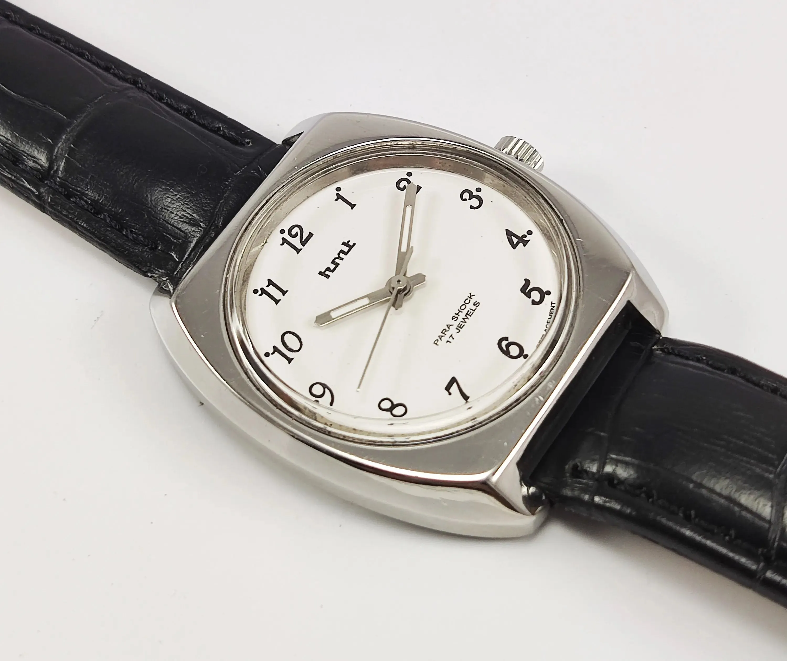 HMT Para Shock 17 Jewels White Dial Mechanical Hand winding Men's Wrist Watch