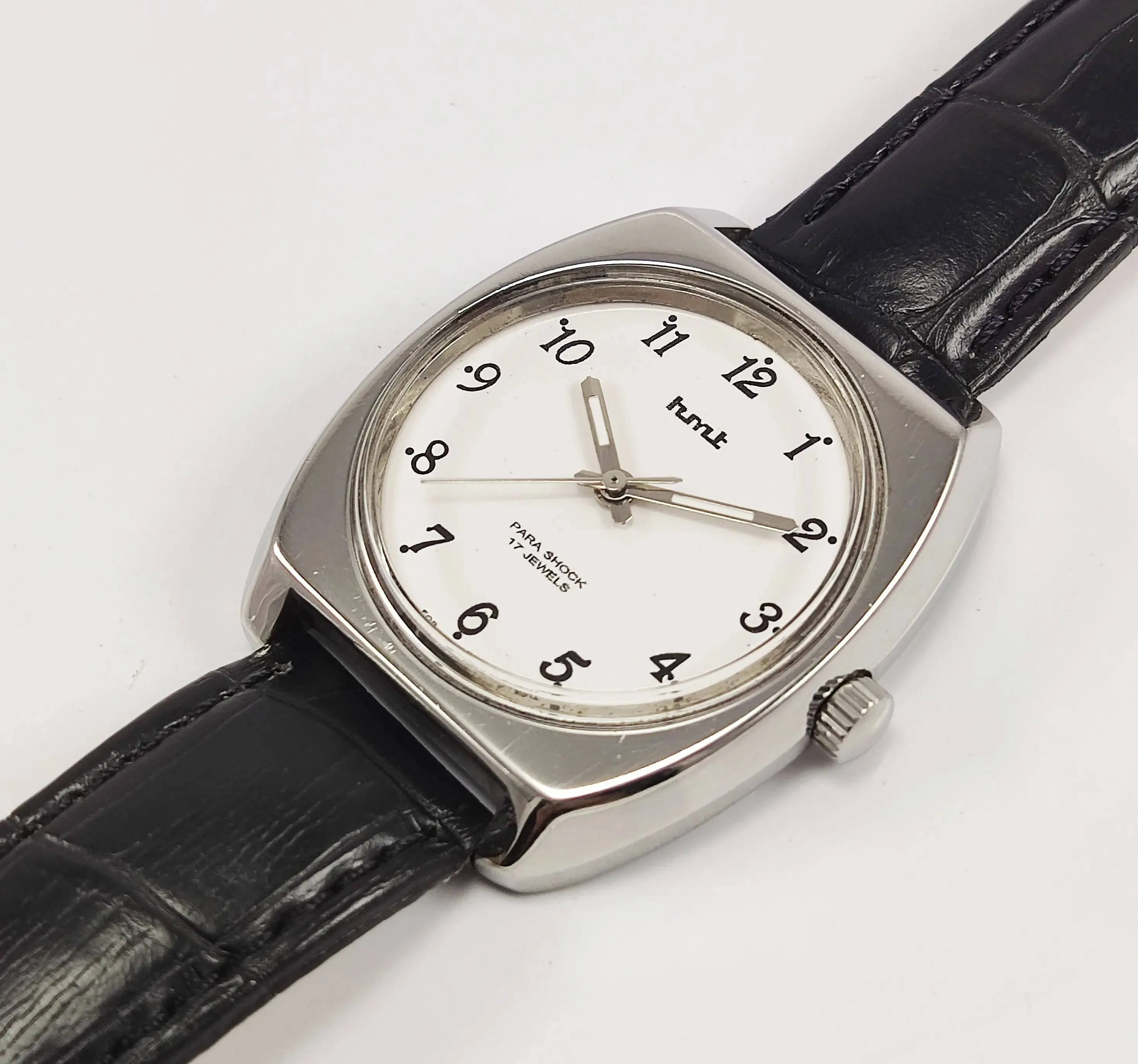 HMT Para Shock 17 Jewels White Dial Mechanical Hand winding Men's Wrist Watch
