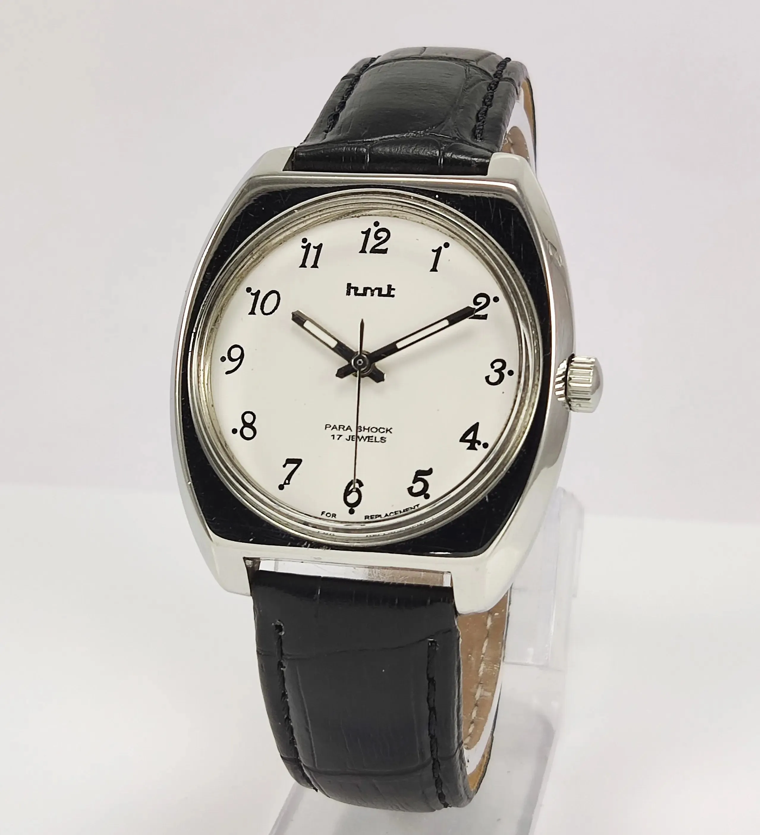 HMT Para Shock 17 Jewels White Dial Mechanical Hand winding Men's Wrist Watch