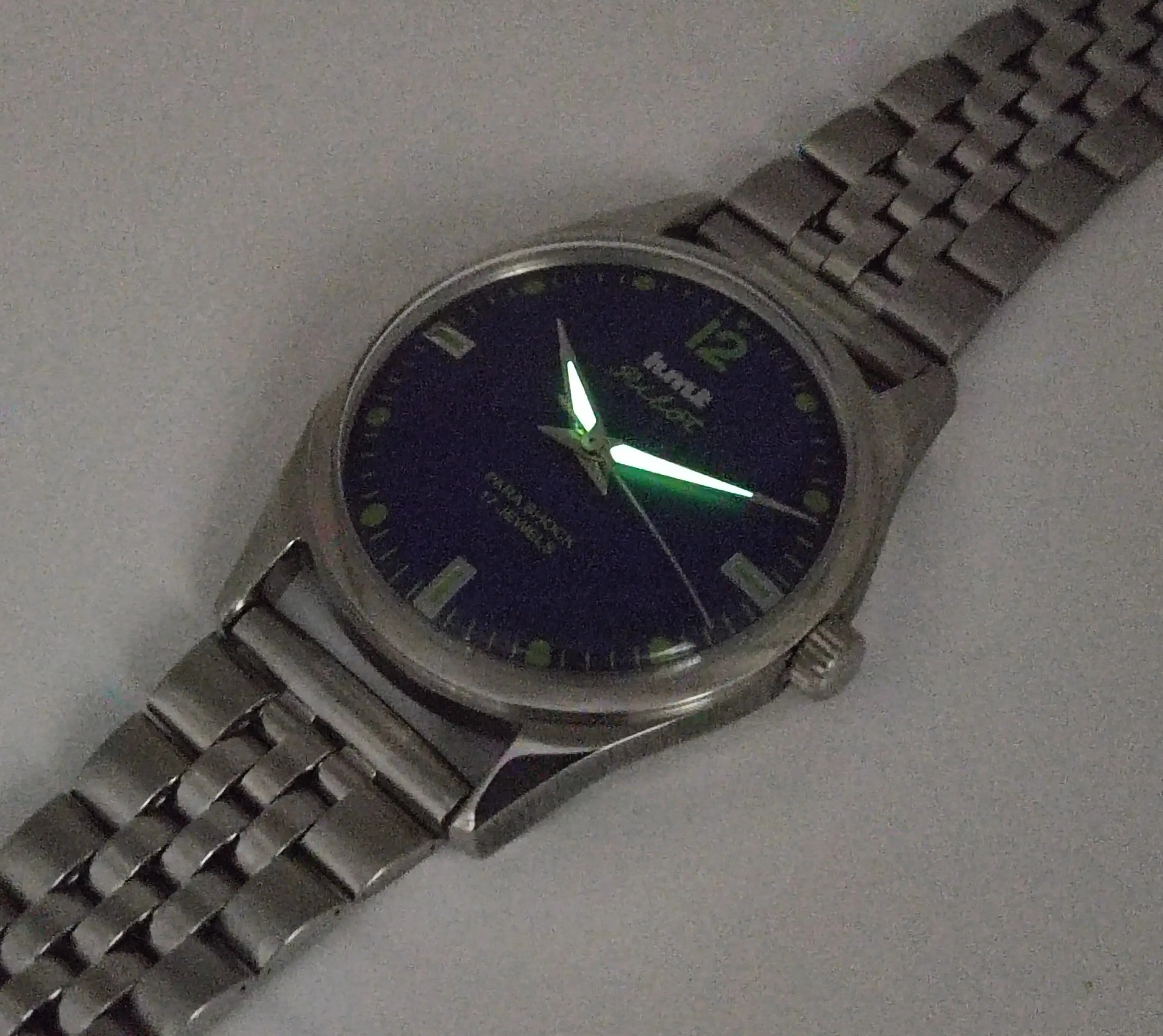 HMT Pilot Para Shock 17 Jewels Navy Blue Dial Radium Hands Transparent Back Mechanical Hand winding Men's Wrist Watch
