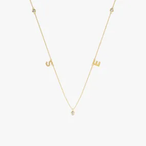 Initials & Diamonds Station Necklace, Veronica