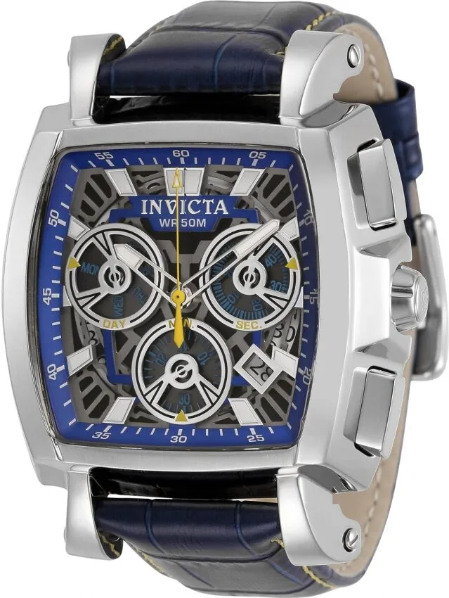 Invicta Cuadro Chronograph Quartz Blue Skeleton Dial Men's Watch 32162