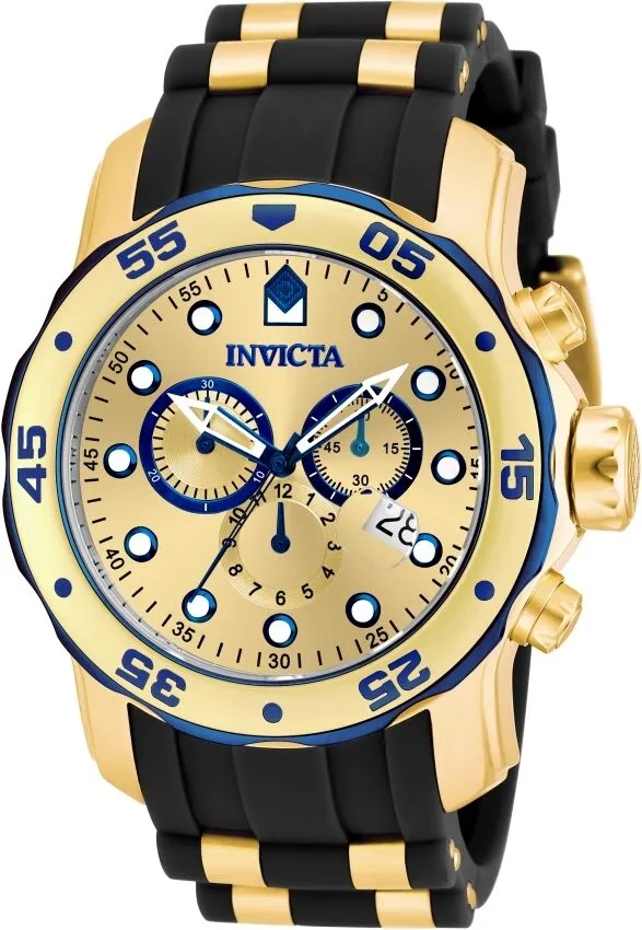 Invicta Pro Diver Chronograph Gold Dial Black Rubber Men's Watch 17887