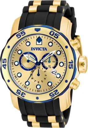 Invicta Pro Diver Chronograph Gold Dial Black Rubber Men's Watch 17887