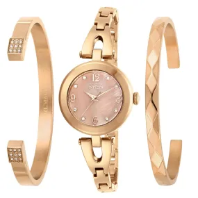 Invicta Women's Quartz Watch - Angel MOP Dial Rose Gold Tone Bracelet | 29334