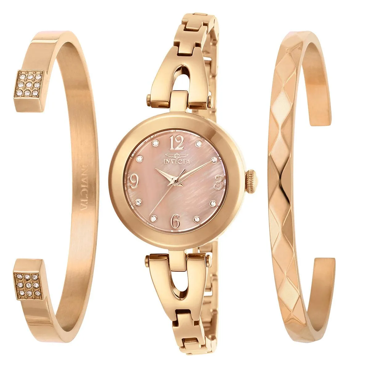 Invicta Women's Quartz Watch - Angel MOP Dial Rose Gold Tone Bracelet | 29334
