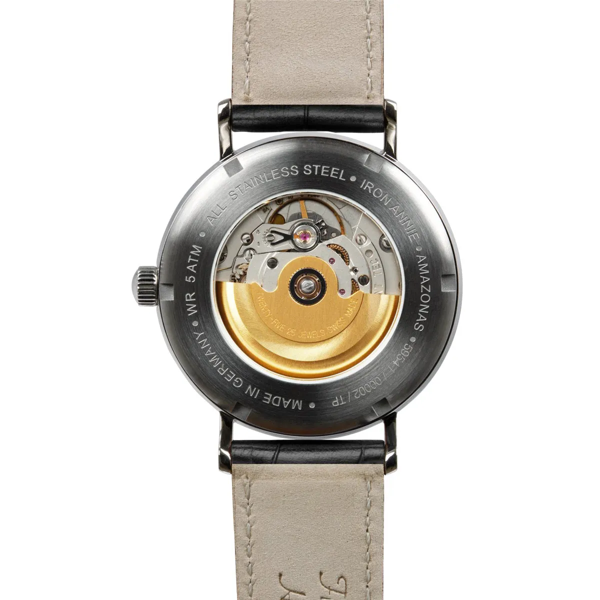 IRON ANNIE AUTOMATIC WATCH WITH DATE AND LEATHER STRAP